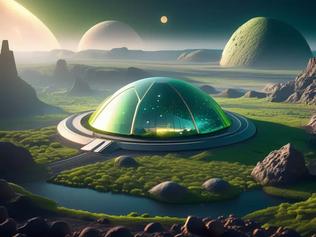 Colonia futurista en asteroide Futuras colonias en asteroides, asombrosa imagen 8k ultradetallada de una colonia futurista en un asteroide colossal