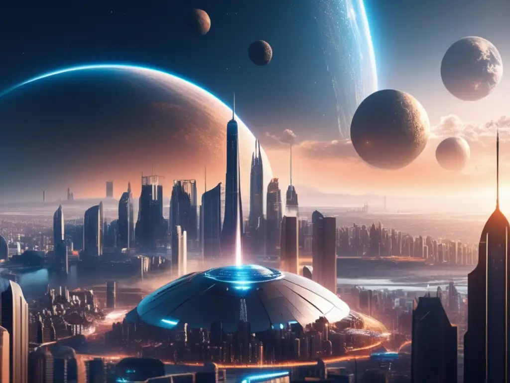 Futurista ciudad protegida de impacto de asteroide: defensa avanzada contra amenaza catastrófica