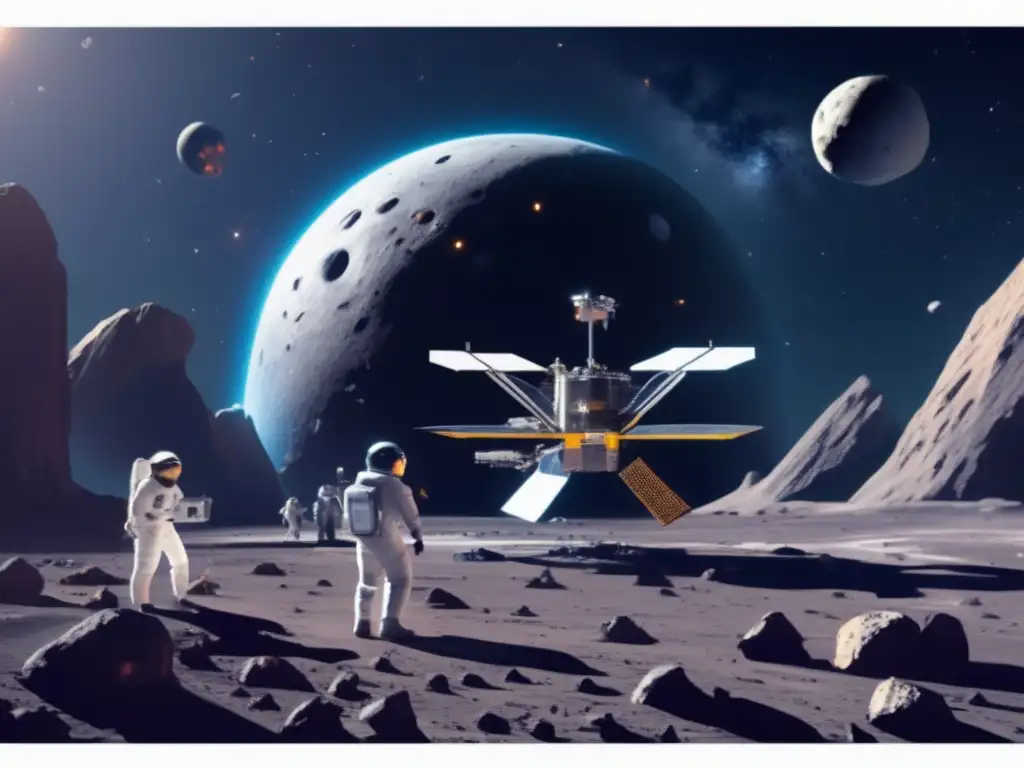 Futurista estación espacial en asteroide: Exploración comercial de asteroides