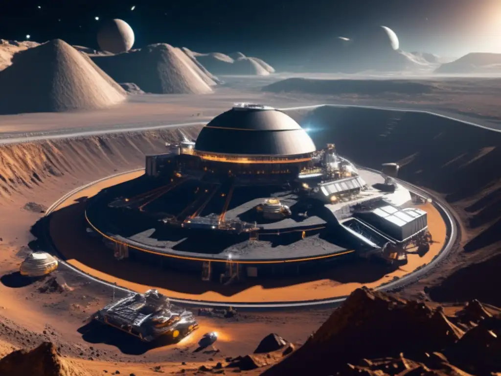 Min Ilustración futurista de minería espacial en asteroide: Juegos de minería espacial con asteroides