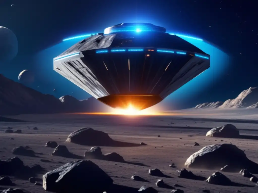 Misión espacial: Desviando asteroide Futurista nave espacial desviando asteroide: Estrategias desvió asteroides peligrosos
