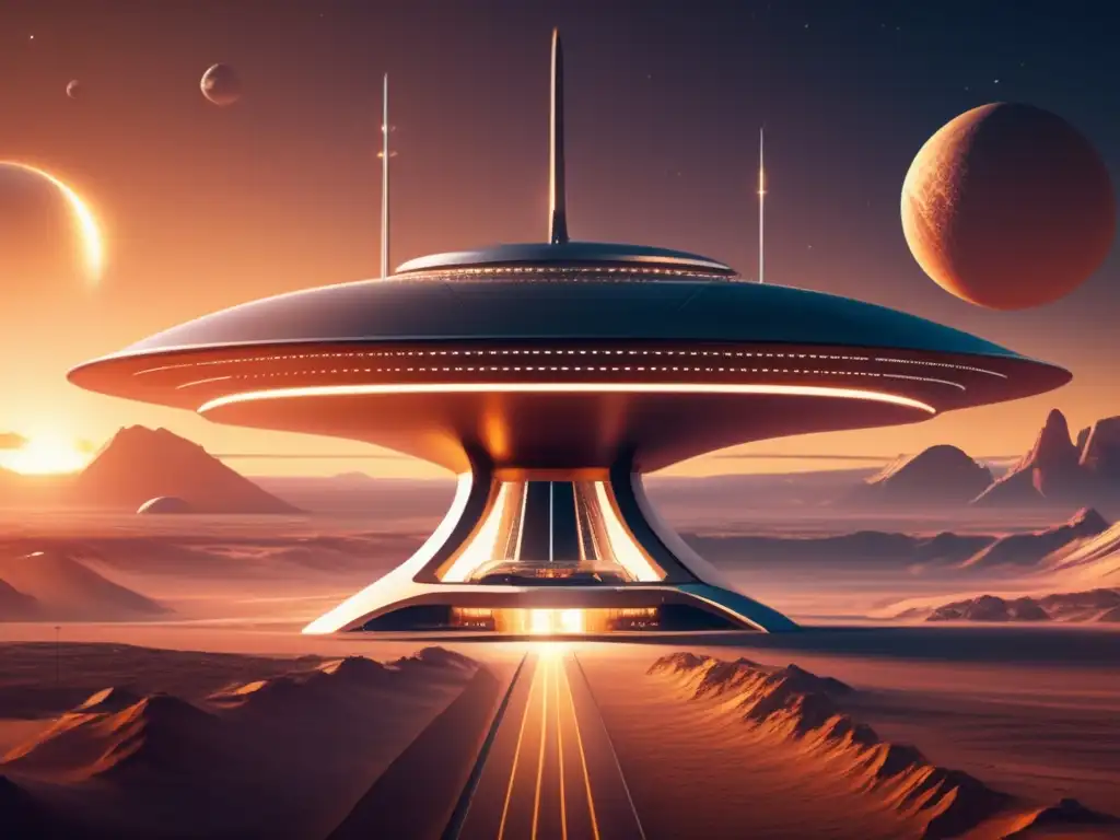 Futuro puerto espacial con naves avanzadas Futurista puerto espacial con naves avanzadas listas para financiamiento carrera asteroides
