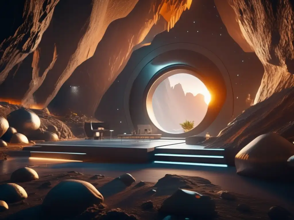 Hábitat futurista en asteroide Futuro hábitat subterráneo en asteroide: Exploración y explotación de asteroides