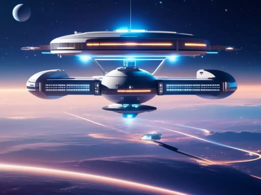 Estación espacial futurista en el espacio Futuro de la explotación de asteroides en la política exterior