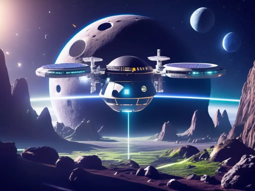 Futurista estación espacial terraformando asteroide Futuro espacial: Terraformación de asteroides