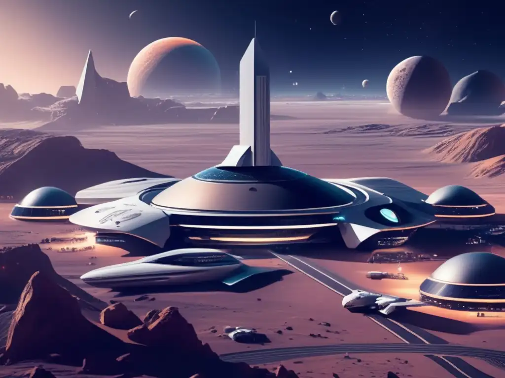 Futuro espacioportuario lunar con tecnología avanzada Futuro espacioportuario lunar con tecnología avanzada y exploración de recursos: beneficios y riesgos