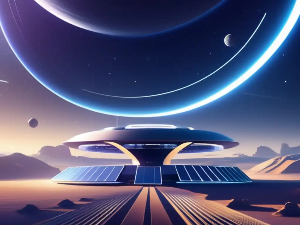Futurista estación espacial flotando en el espacio Futuro y impacto de la legislación espacial: Estación espacial futurista, asteroides y cosmos