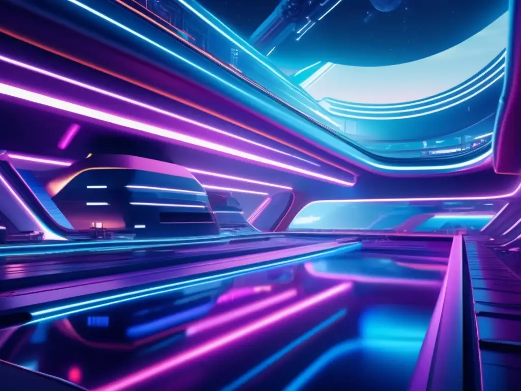 Fábrica espacial futurista en la nebulosa Futuro manufactura espacial: Imagen 8k de instalación cósmica, arquitectura futurista, naves ensambladas por robots en nebulosa vibrante