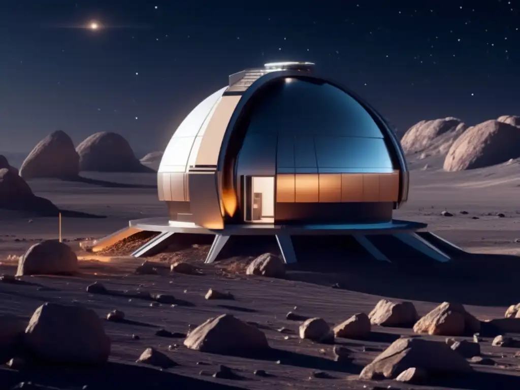 Observatorio espacial futurista en asteroide distante Futuro observatorio espacial en asteroide: Estrategias defensa planetaria asteroides