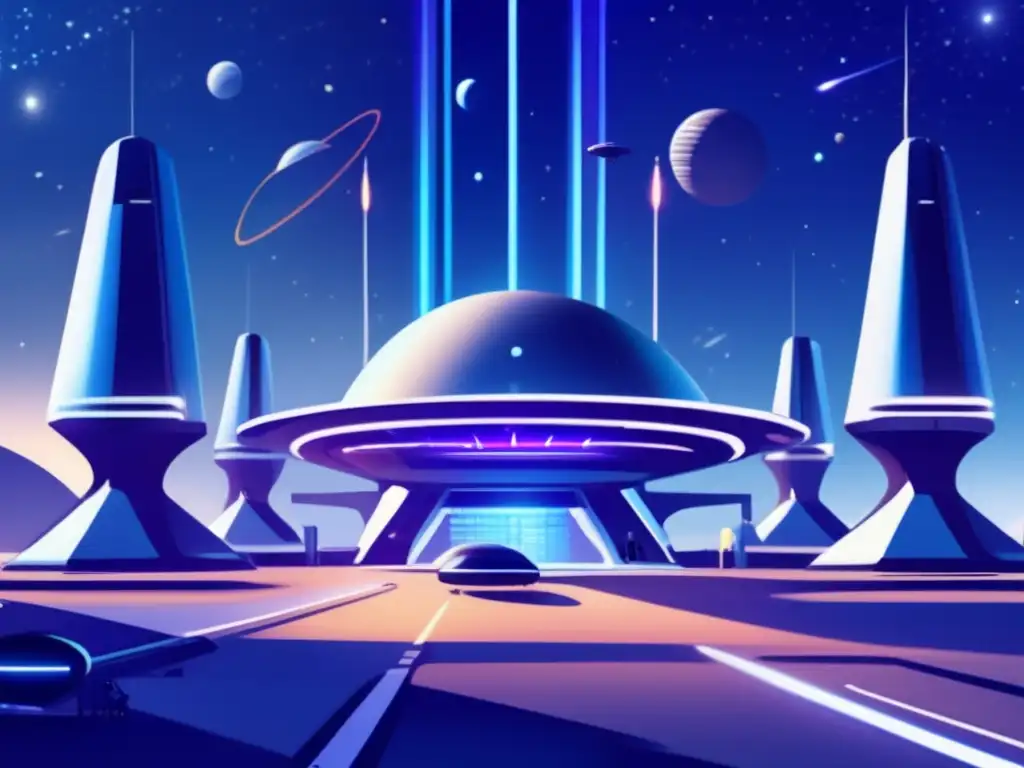 Futuro puerto espacial con empresas participando en economía espacial