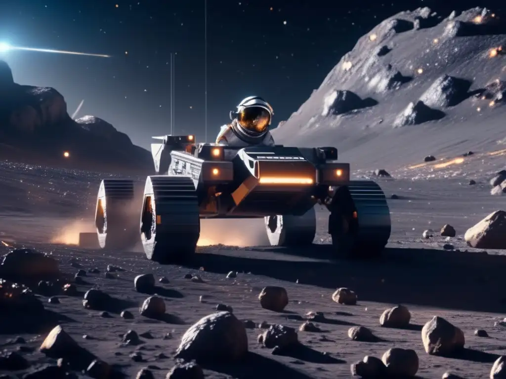 Espectacular operación minera en asteroide Geopolítica de la minería de asteroides en una imagen impresionante (110 caracteres)