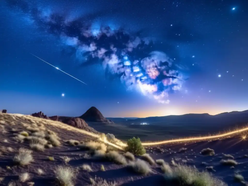 Impresionante cielo estrellado con asteroide brillante Herramientas para cazar asteroides en una noche estrellada, con detalle y claridad, celestial y cautivadora