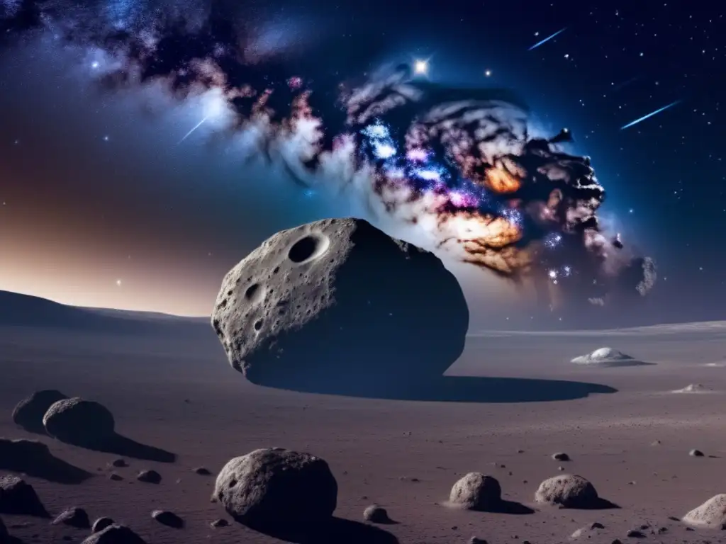 Asteroida centauro y galaxias en el espacio Historia asteroides centauros: vasto espacio con asteroide centauro, estrellas, galaxias, cráteres, colores y cuerpos celestes
