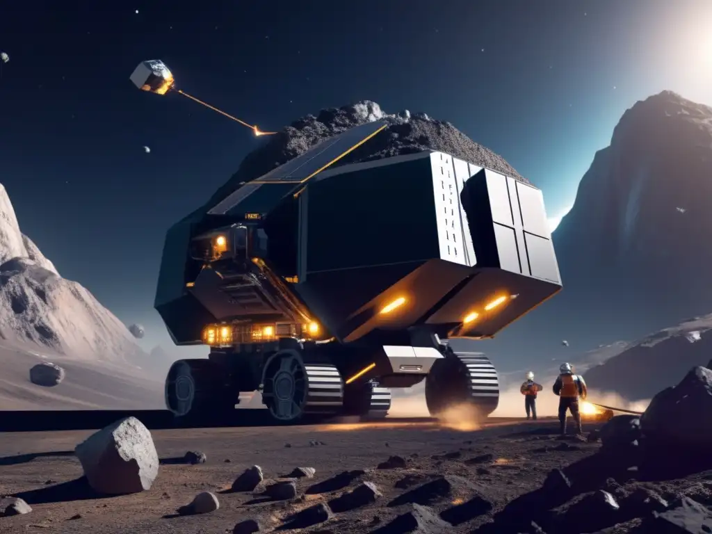 Minería de asteroides: Desbloqueando el potencial Exploración humana con asteroides en imagen futurista de minería espacial