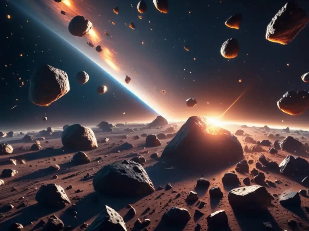 Campo de asteroides en el espacio Imagen: Asteroides: desintegración o colisión