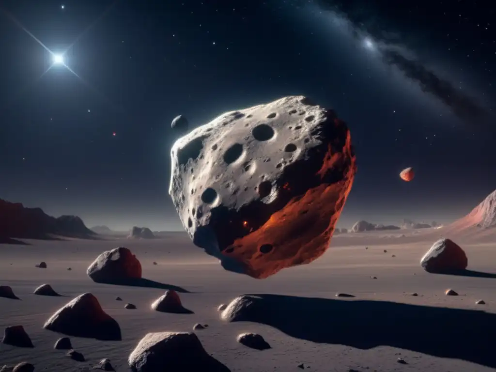 Un asteroide Amor flotando en el espacio Imagen de asteroide Amor: Exploración de asteroides cercanos a la Tierra en la vastedad del espacio