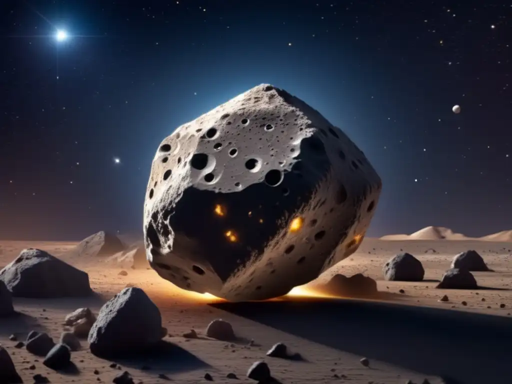 Asteroida Bennu: Detalles en 8K Imagen 8K de asteroide Bennu en cosmos oscuro