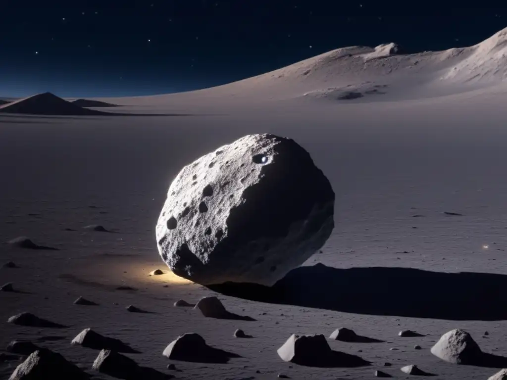 Asteroide Ryugu: Belleza cósmica y potencial científico Imagen: Asteroide Ryugu en el espacio, con nave futurista