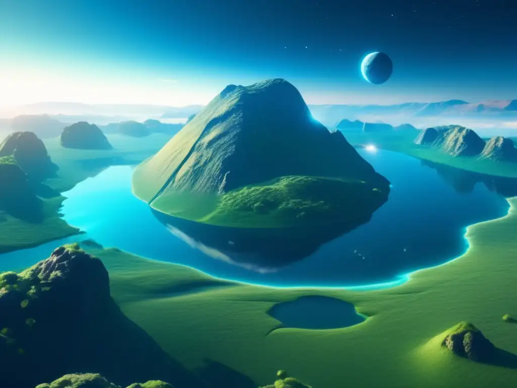 Imagen de asteroide terraformado en el espacio - Ética espacial terraformación asteroides