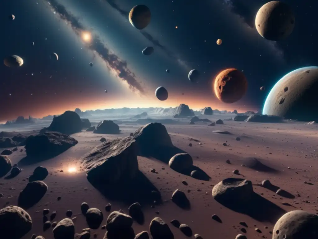 Imagen 8k asteroides del Cinturón Principal con probabilidades de choque con la Tierra