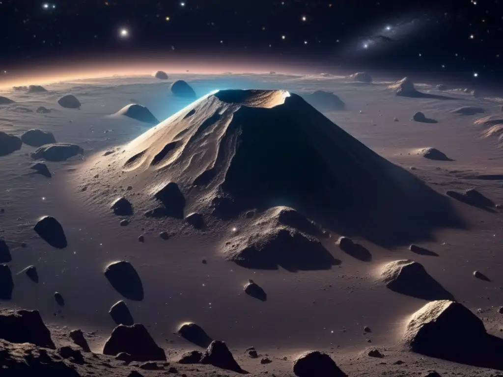 Majestuoso asteroide en el espacio Imagen: Asteroides y dioses del Olimpo en el espacio, con estrellas brillantes, nebulosa y colores cósmicos