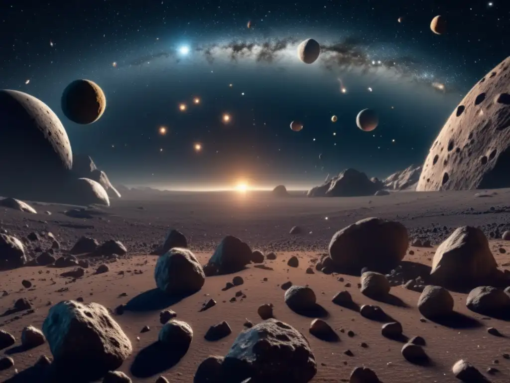 Fascinante cinturón de asteroides en el espacio Imagen 8K de asteroides en el espacio: Legislación Espacial Asteroides