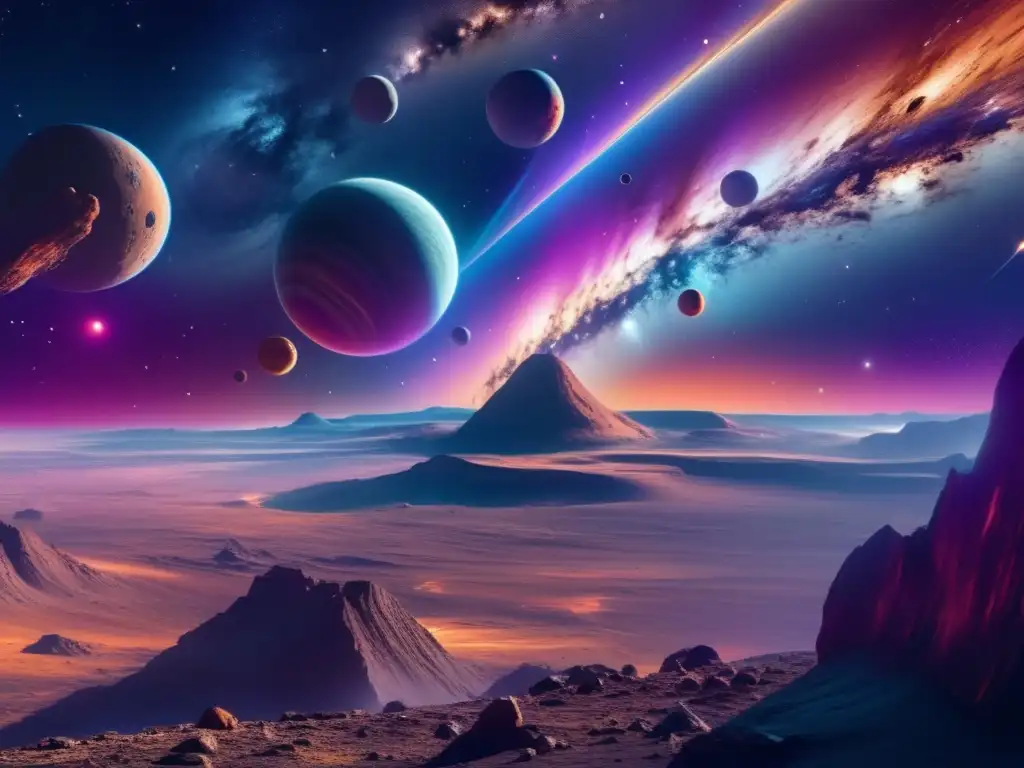 Espectacular imagen de asteroides en el espacio Imagen 8k de asteroides: Estrategias de desvío