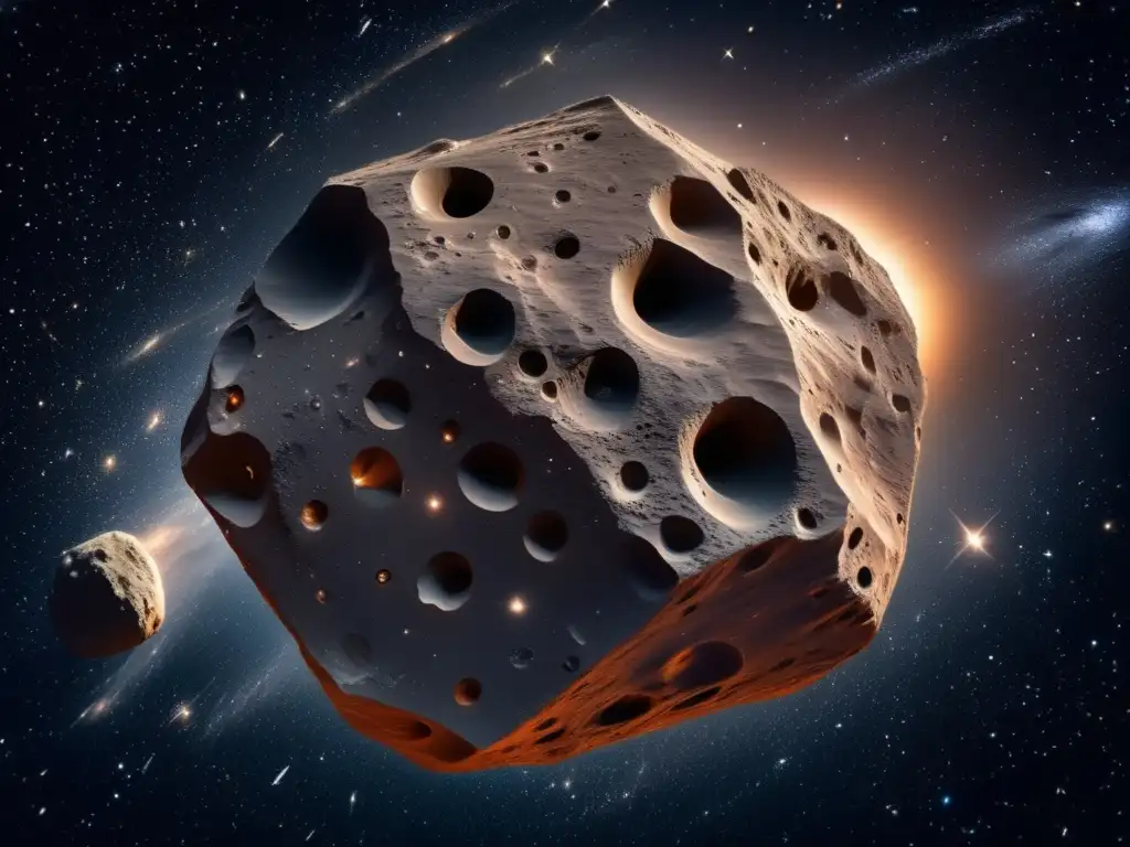 Impresionante asteroide irregular flotando en el espacio Imagen: Exploración asteroides grandes deformes en el espacio