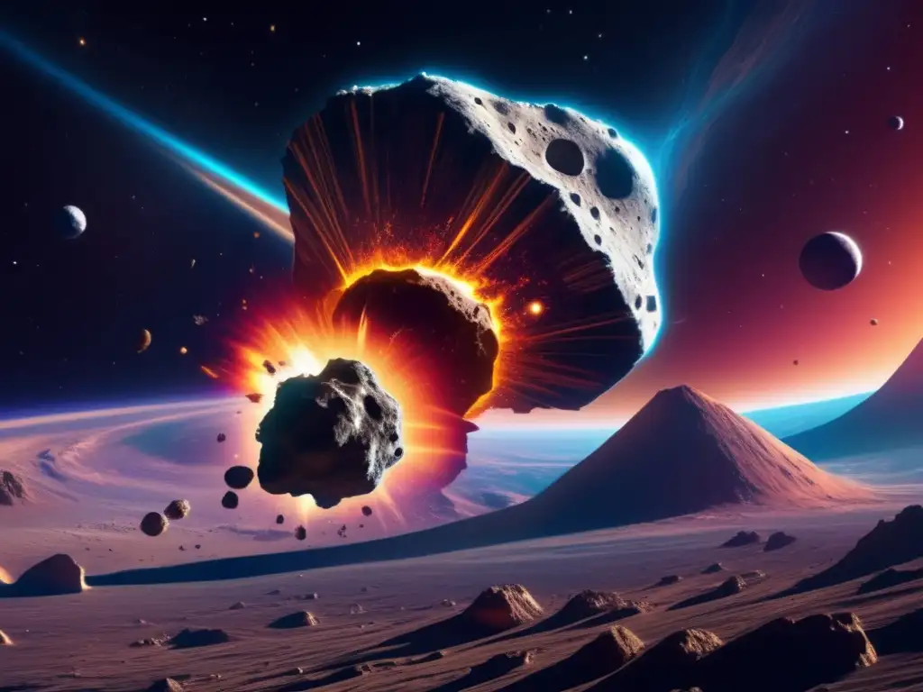 Asteroida gigante en ruta hacia la Tierra Imagen: Asteroides en el universo - Exploración y misterios en 8k