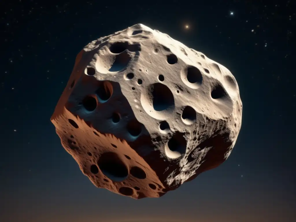 Asteroide en el espacio con detalles impresionantes Imagen detallada de asteroide en el espacio, composición y características