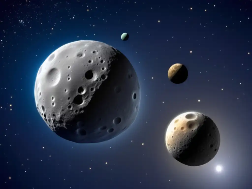 Imagen detallada de Ceres y Vesta en el espacio Imagen detallada de asteroides Ceres y Vesta en el espacio - Exploración y características de Ceres y Vesta