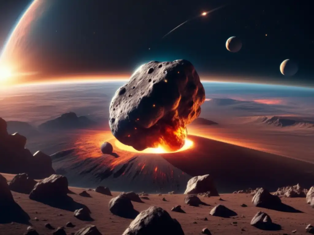 Asteroide en colisión con la Tierra Imagen dramática de asteroide en camino a la Tierra, con riesgo de asteroides cercanos