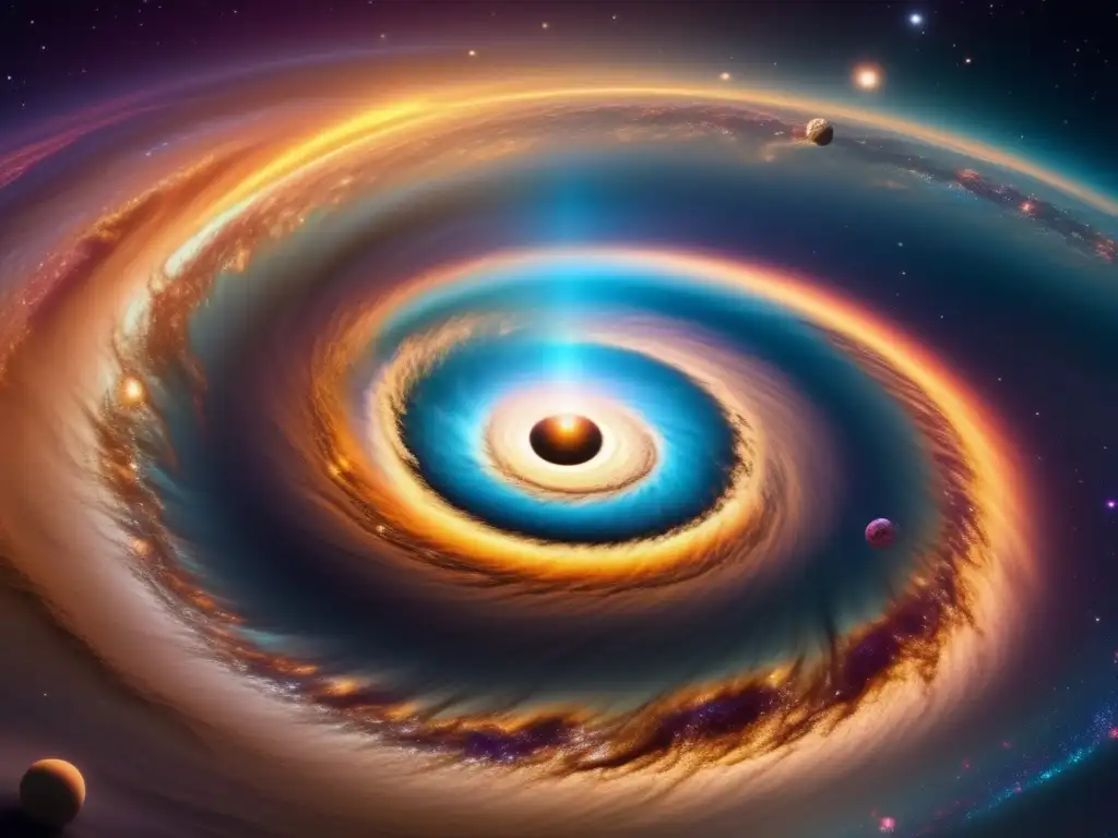 Impresionante formación de planetas y galaxias Imagen: Escena cósmica con formación de planetas y meteoritos en cultura popular