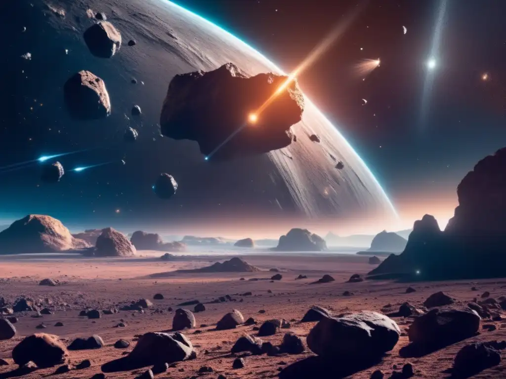 Imagen de espacio y asteroides: Planificación de extracción de recursos asteroidales