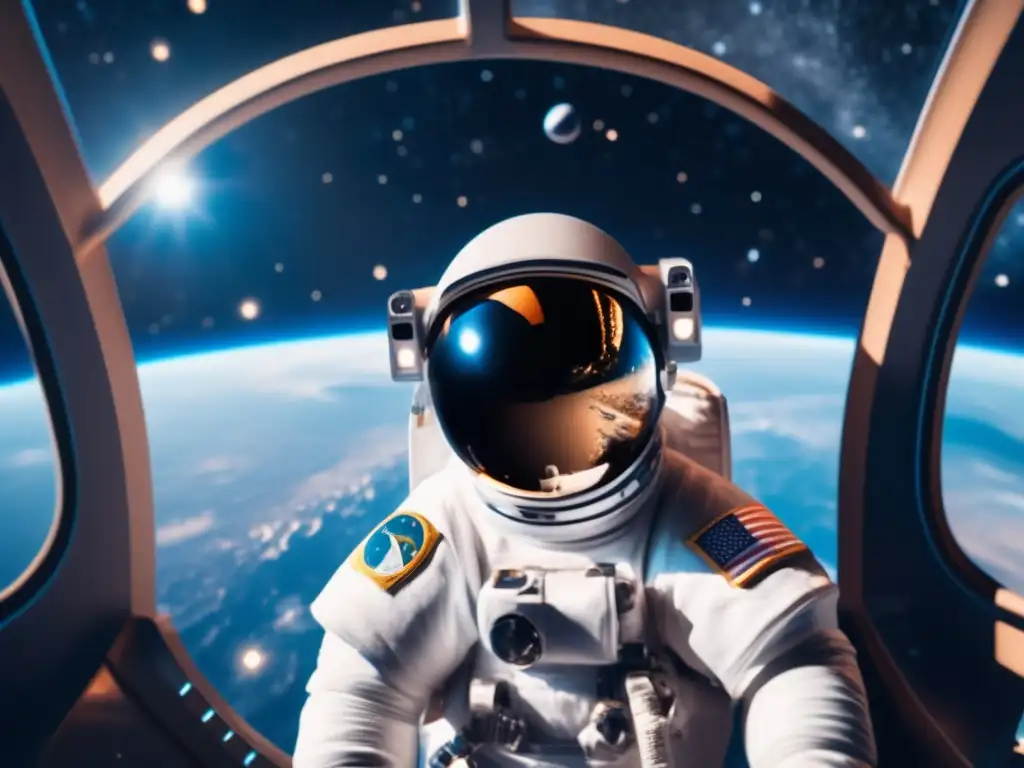 Astronauta flotando en el espacio Imagen: Exploración espacial beneficios salud mental