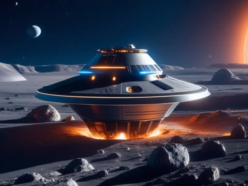 Explorador espacial recolectando recursos en asteroide Imagen: Explorador espacial recolectando recursos en asteroide - Videojuegos de caza de asteroides espaciales