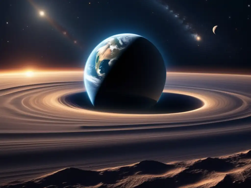 Asteroida gigante en el espacio, con la Tierra en primer plano Imagen: Huella gravitatoria asteroides detectar