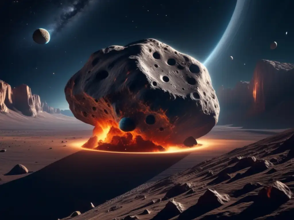 Asteroide masivo en el espacio Imagen impactante: Asteroide 8k en el espacio - Estrategias defensa planetaria asteroides