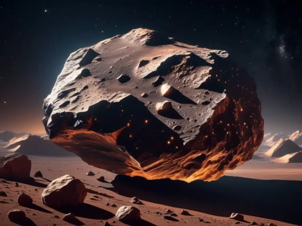 Asteroide rocoso en el espacio Imagen impactante de asteroide rocoso en el espacio, con textura intricada y sombras detalladas