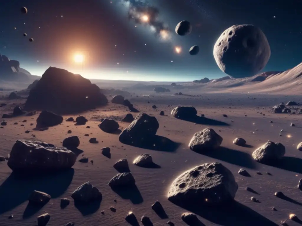 Asteroides en el espacio profundo: belleza y peligro Imagen impactante de campo de asteroides en el espacio profundo