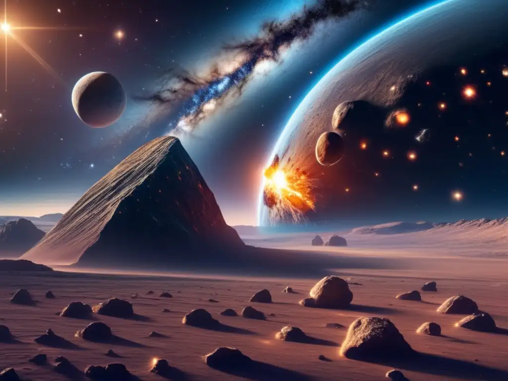 Impresionante asteroide minerales y texturas Imagen impactante de exploración espacial y asteroides, revelando su belleza y potencial