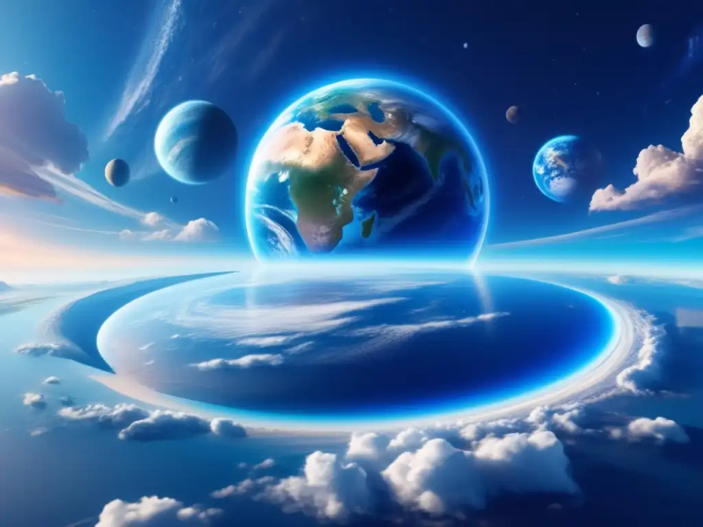 Majestuosa Tierra azul flotando en el espacio Imagen impactante: Planeta Tierra azul flotando en el espacio, amenaza asteroides Tierra exploración recursos