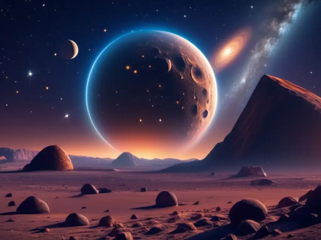 Imagen impresionante: asteroide, planetas, estrellas y nave en el espacio - Influencia de tránsitos y ocultaciones en cinematografía espacial