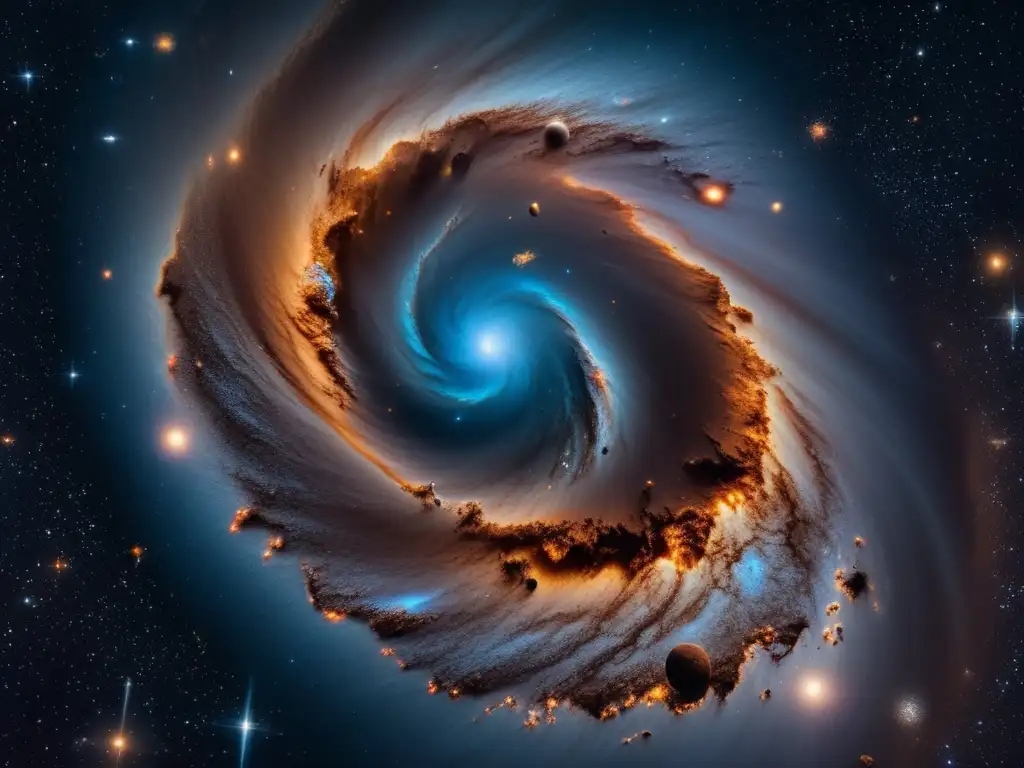 Galaxia giratoria con asteroide Imagen impresionante de galaxia, asteroides desafían predicciones órbita