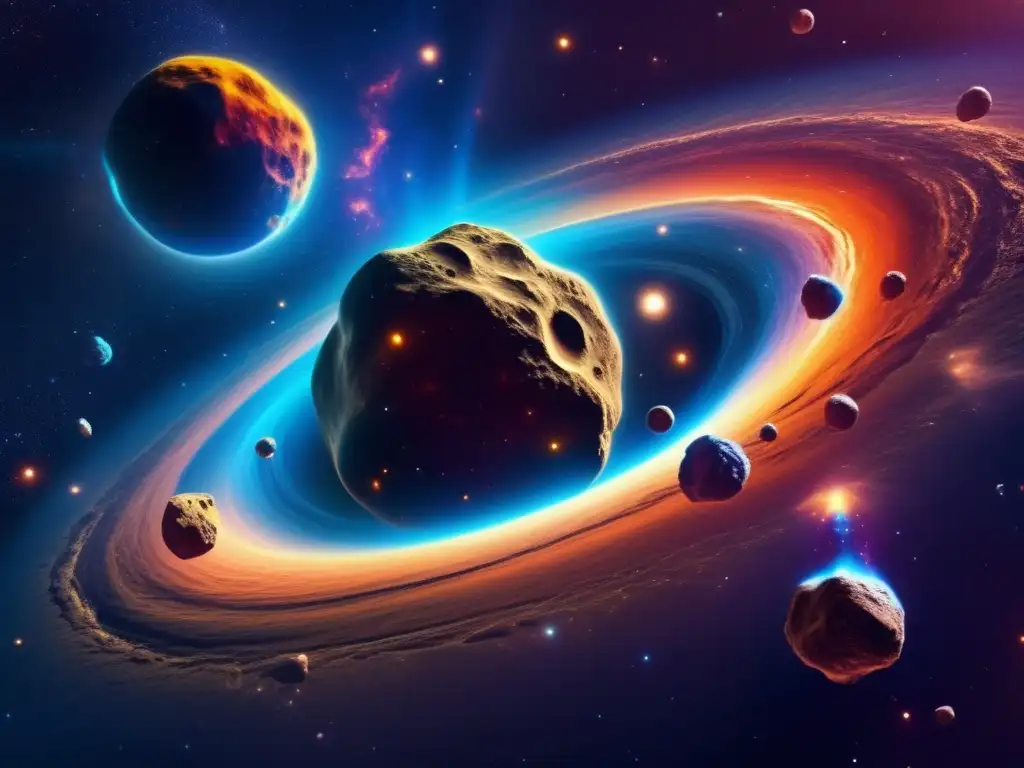 Nebulosa vibrante y asteroides únicos Imagen impresionante de nebulosa con asteroides vibrantes - Origen asteroides sistema solar