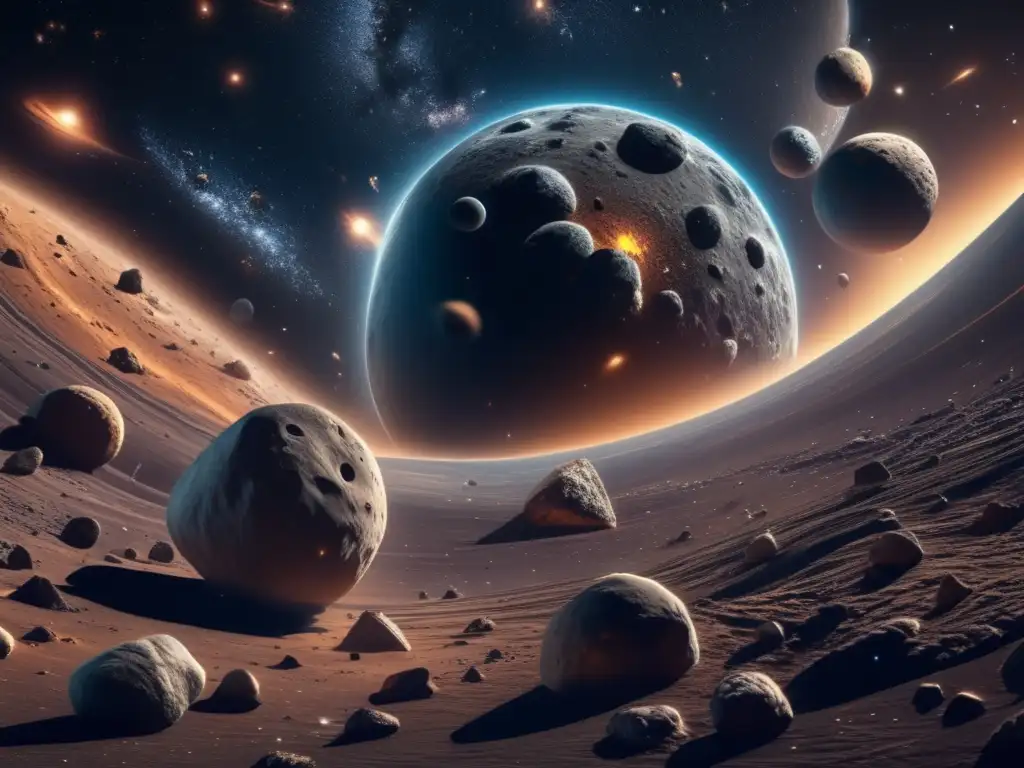 La vastedad del espacio y la belleza de los asteroides Imagen impresionante 8k muestra vastedad espacio, relación asteroides y cuerpos celestiales