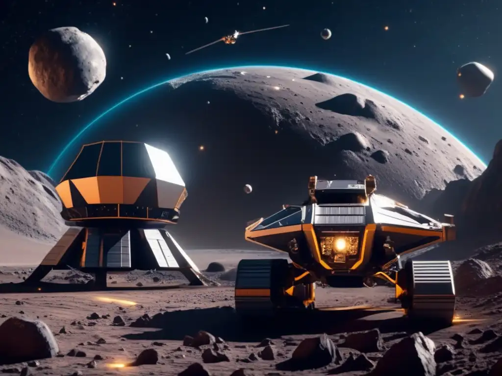 Minería espacial futurista en asteroide Imagen de operación minera espacial futurista en asteroide - Disputas legales minería asteroides