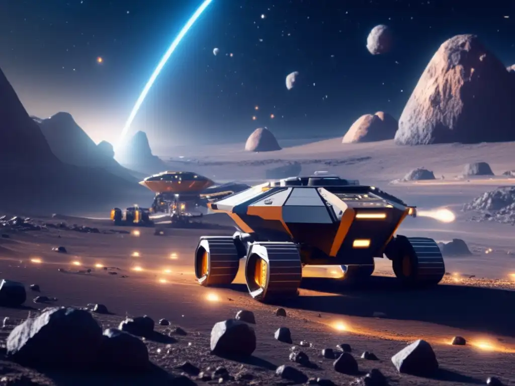 Imagen: Operación minera espacial futurista en asteroide