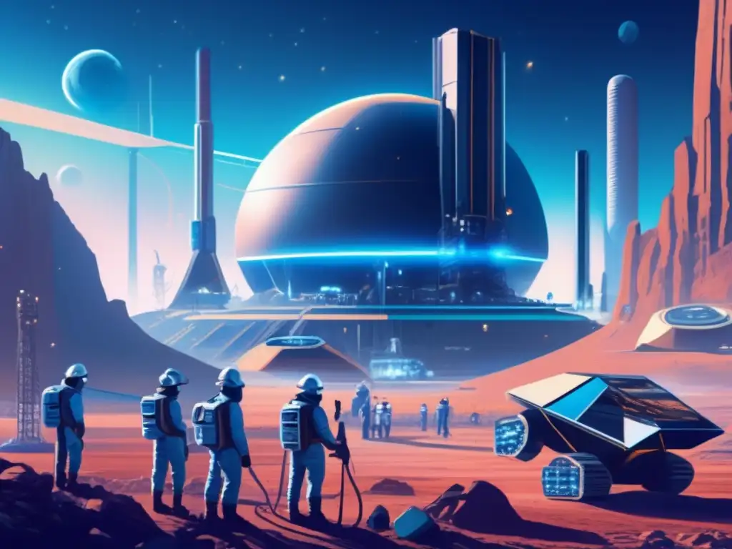 Imagen: Operación minera futurista en un cuerpo celeste distante