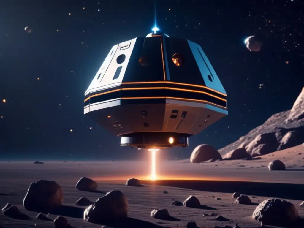 Futuroso sondeo espacial y asteroide masivo en el espacio Imagen: Sonda espacial futurista cambia trayectoria asteroides en exploración espacial